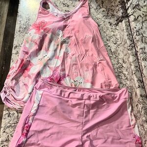 Plus size Pink Floral Tankini Swim Set